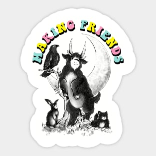 Making Friends - Funny Evil Baphomet Gift Sticker